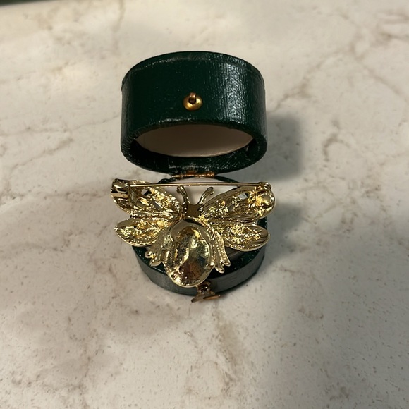 NWT Green & Gold Bug Rhinestone Pin - Picture 5 of 6